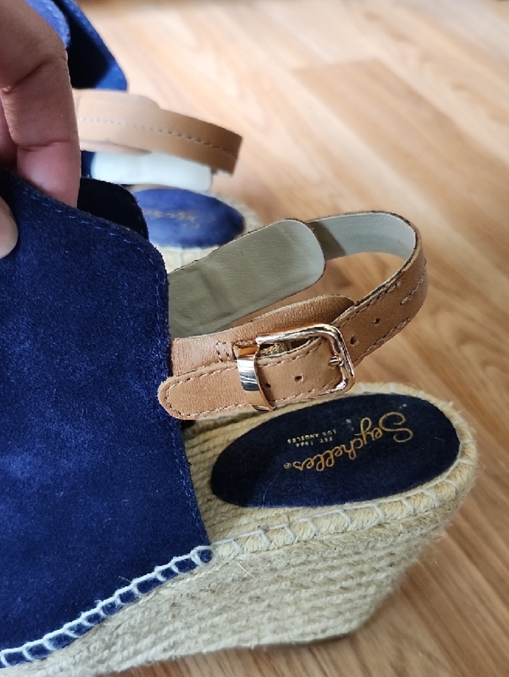 Seychelles Navy Suede Espadrille Slingback Sandals - Picture 5 of 7